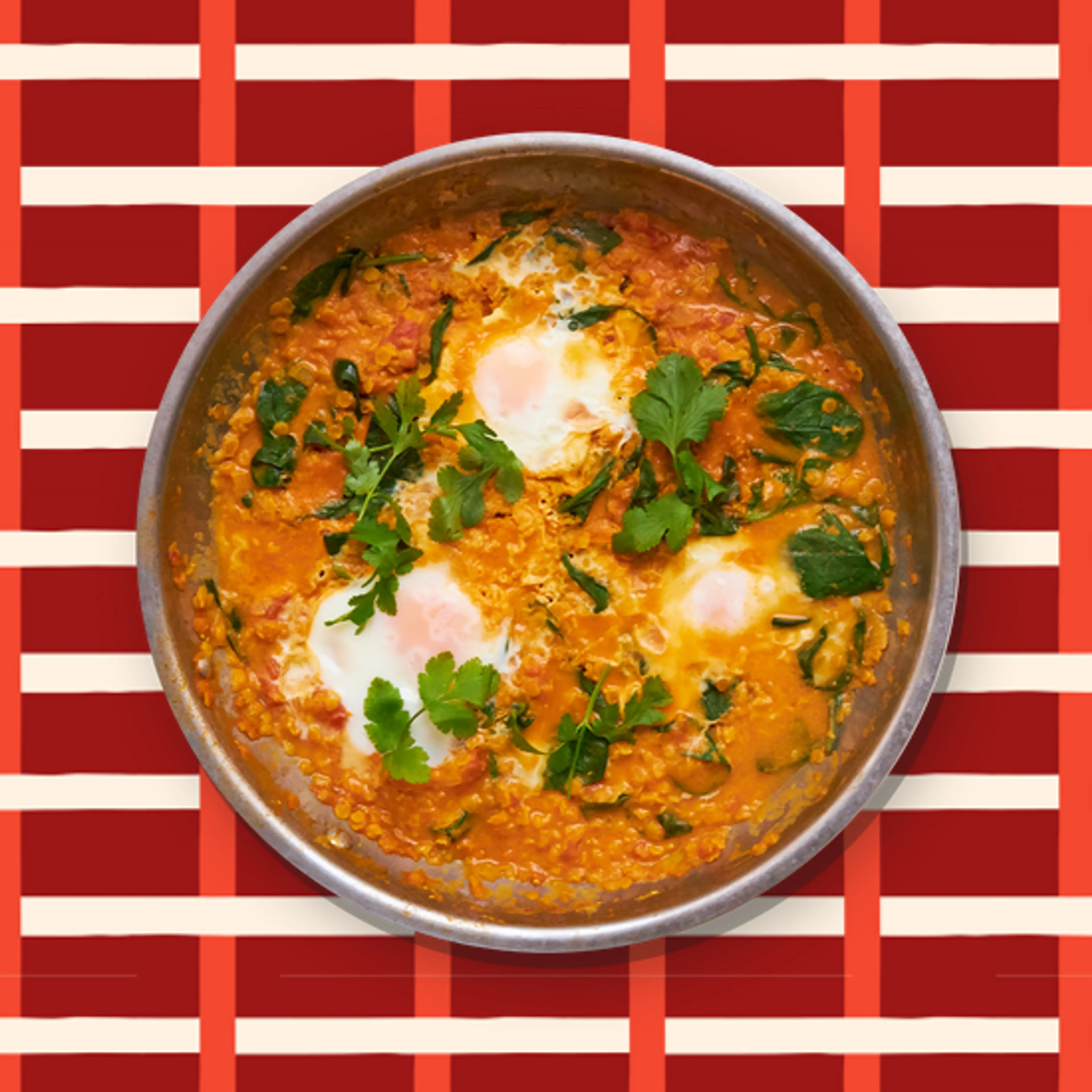 Dahl de lentilles corail & œufs